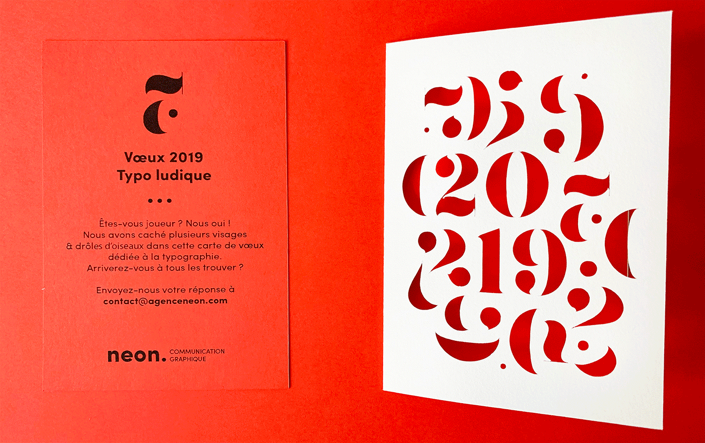 Voeux 2019 paper art neon